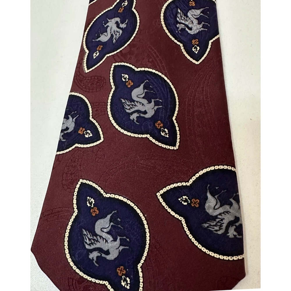 Robert Talbott Studio Nordstrom Mens Silk Tie Burgundy Griffin Heraldic USA Made - Picture 5 of 8
